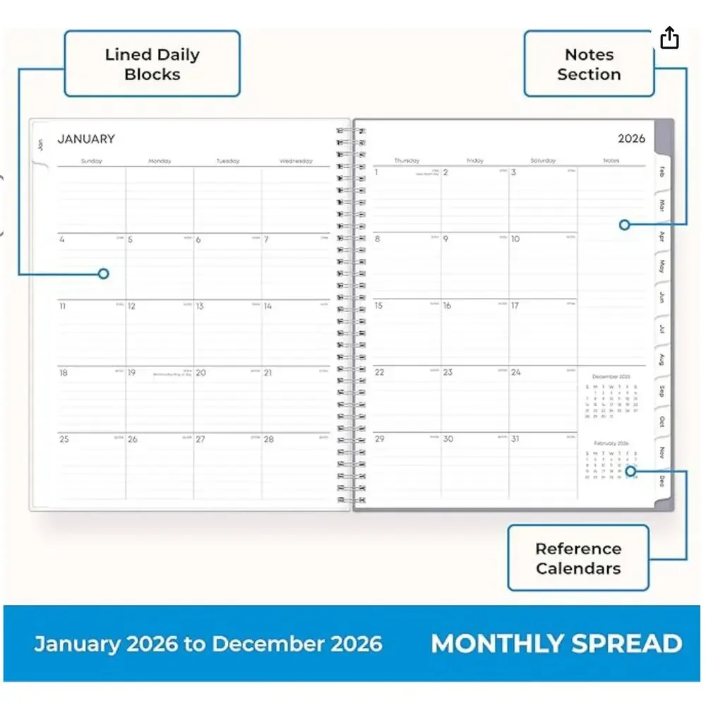 Blue Sky 2026 Weekly and Monthly Calendar Planner w/ Laminated Tabs, Laila
